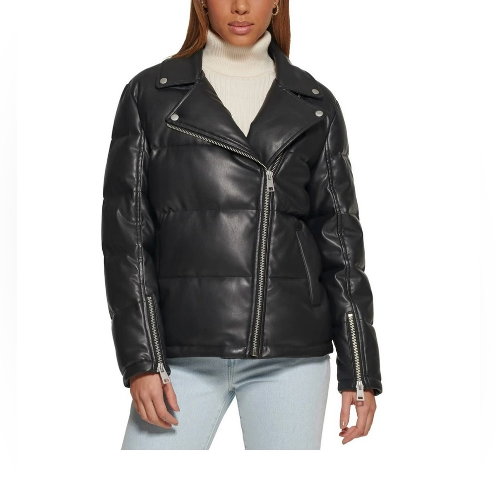 Levi Strauss Women’s Moto Faux Leather Puffer Jacket Size:Small